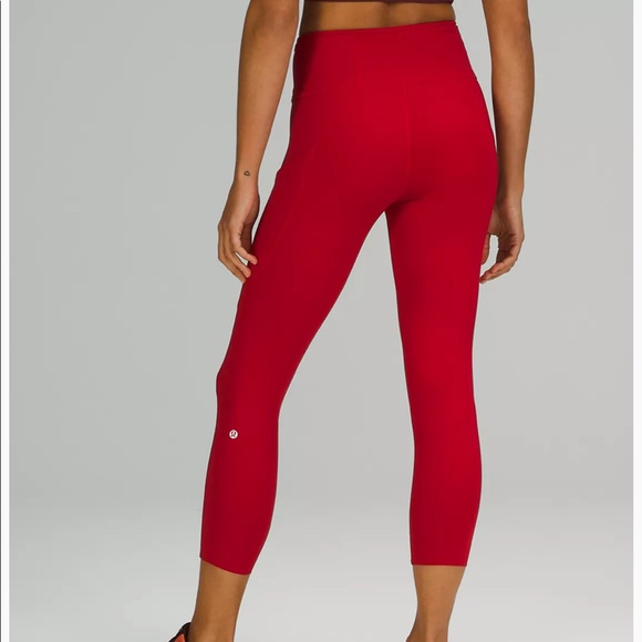 Lulemon leggings.  Burgundy/ dark red. Fast and Free High-Rise Crop 23" - Picture 1 of 6